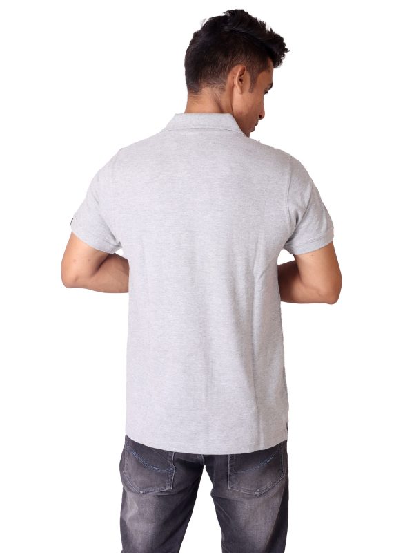 Grey Melange Polo Collar Fit T-shirt