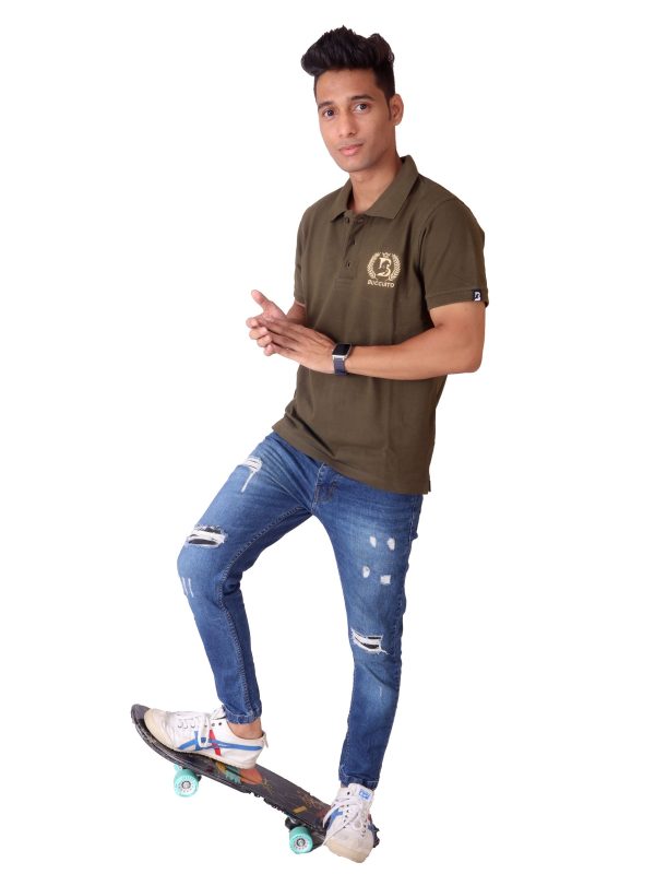 Military Green Polo Collar Fit T-shirt
