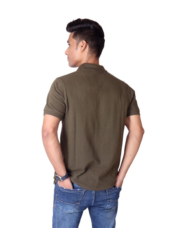 Military Green Polo Collar Fit T-shirt