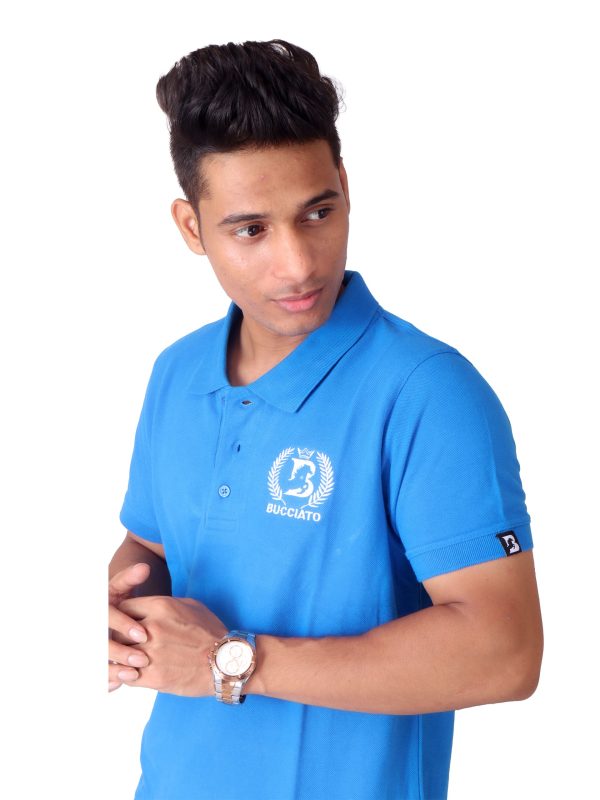 Turquoise Blue Polo Collar Fit T-shirt