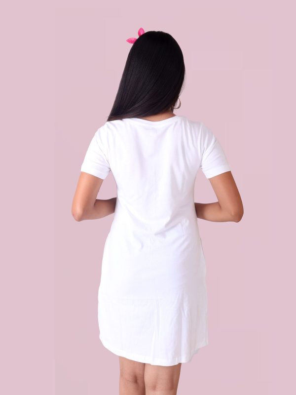 White with Red Heart T-Shirt Dress