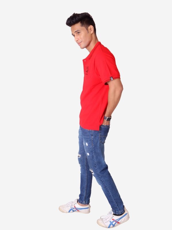 Red with Black Polo Collar Fit T-shirt