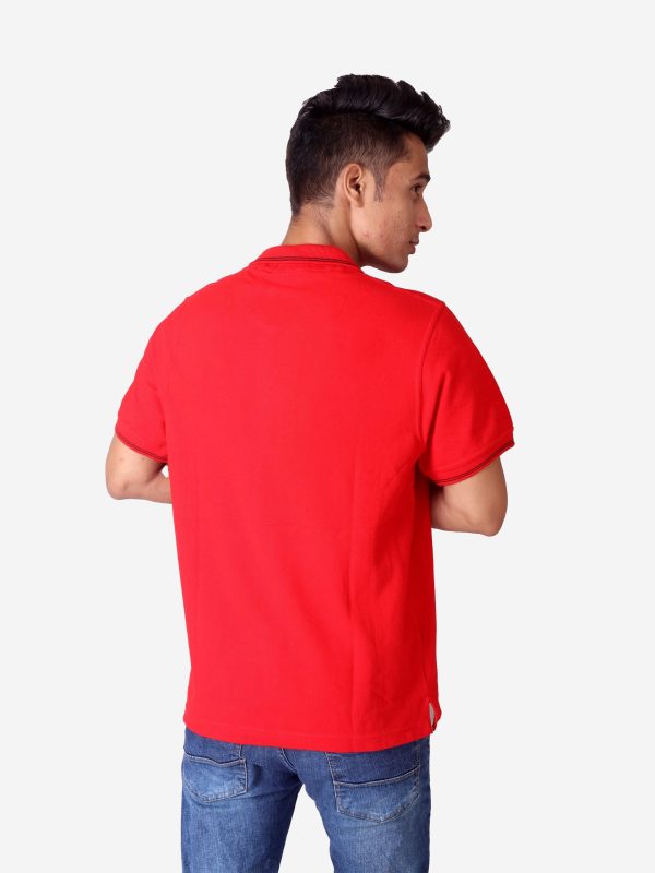 Red with Black Polo Collar Fit T-shirt