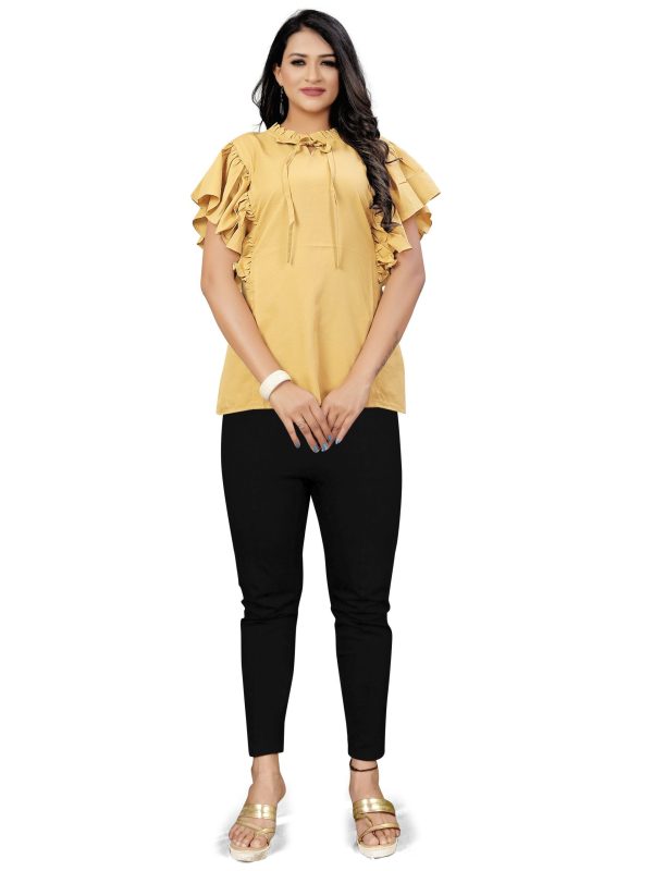 Solid Dusty Flared Sleeves Regular Top